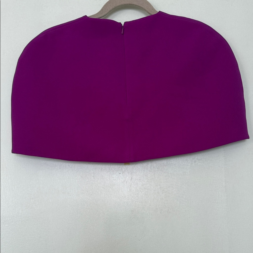 Safiyya Structured Cape-Detail Midi Dress in Fuchsia with Wide Belt - Picture 8 of 9